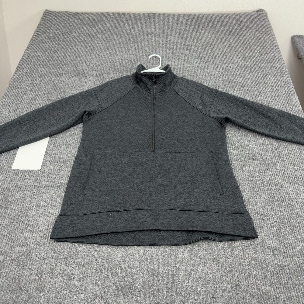 LL Bean Pullover Womens L Gray Polyester Quilted Quarter Zip Outdoor Casual
